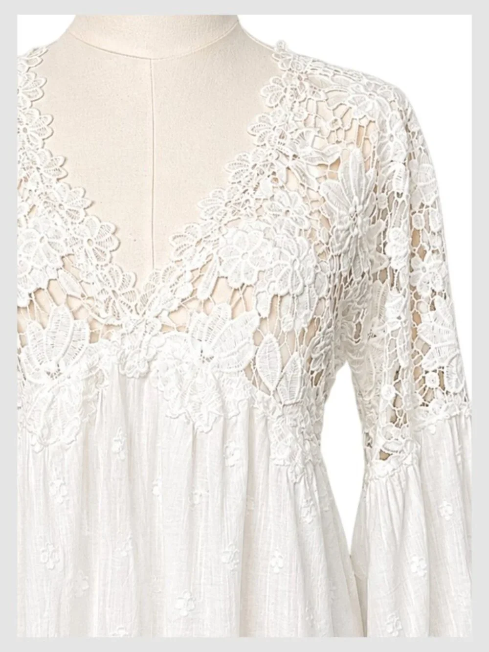Free People Lina Lace Top Ivory White Boho Crochet Blouse XS